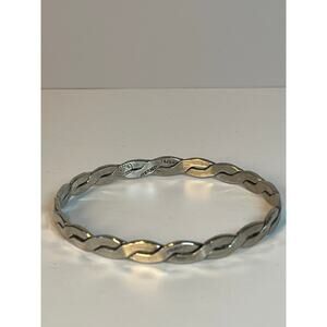 Vintage Taxco 925 Sterling Silver Twisted Wave Bangle Bracelet Size 8 Signed